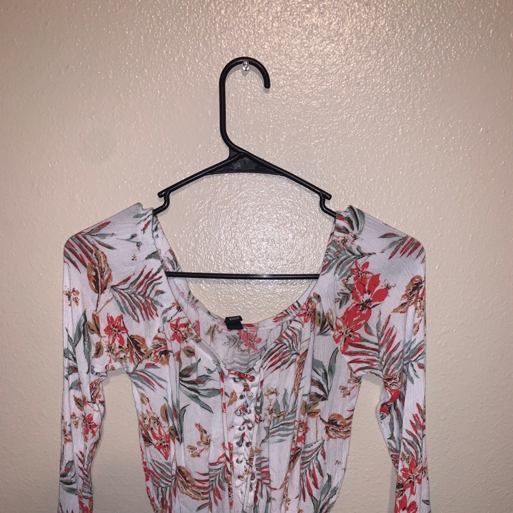 Tropical off the shoulder long sleeve top